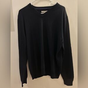 Nordstrom 100% Merino Wool V Neck Sweater Black Men’s Large Dark Academia